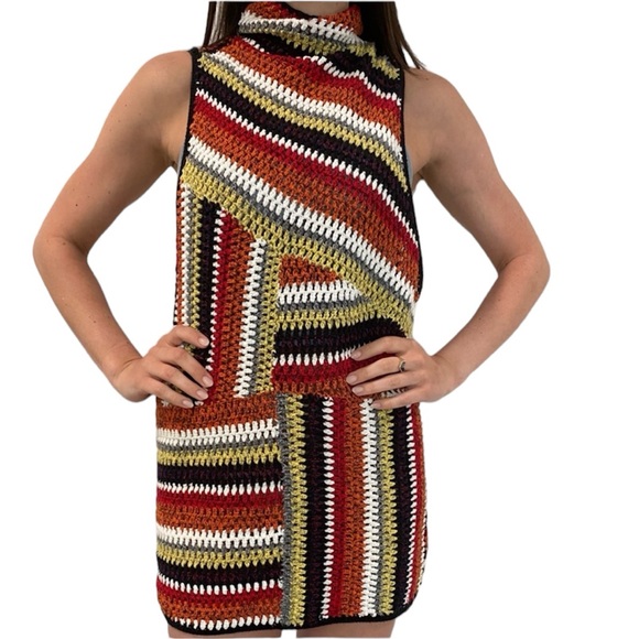 Free people crochet patchwork mini dress - Picture 2 of 7